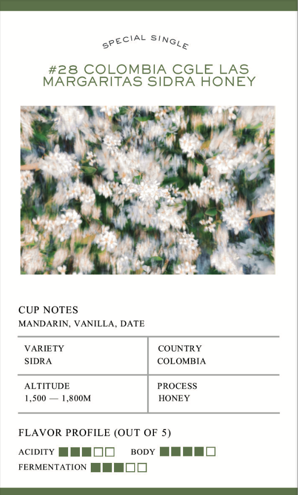 #28 Colombia CGLE Las Margaritas Sidra Honey