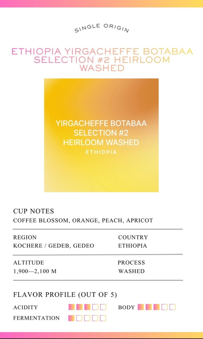 Ethiopia Yirgacheffe Botabaa Selection 80g